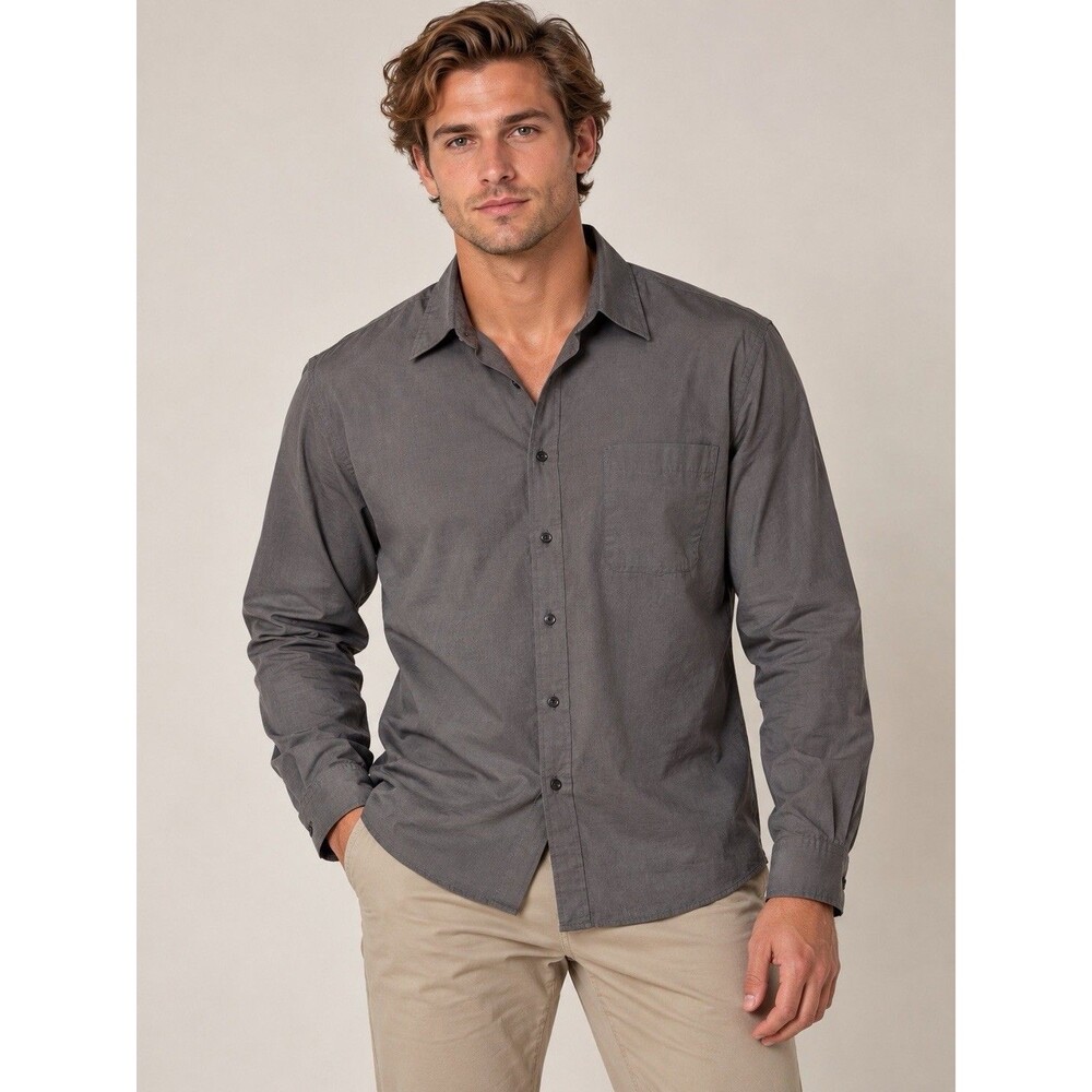 Van Heusen Men’s 16.5 32/33 Gray Broadcloth Long Sleeve Dress Shirt